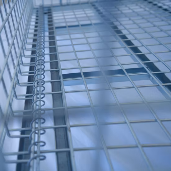 European Wire Mesh Container Stacking Lockable Wire Basket Metal Storage Cage for Warehouse