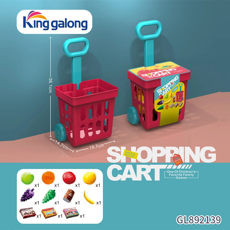 Mini Shopping Cart Toy Kids Grocery Kitchen Supermarket Pretend Play Food Accessories for Children Girls Boys Play Food Toy Play Set