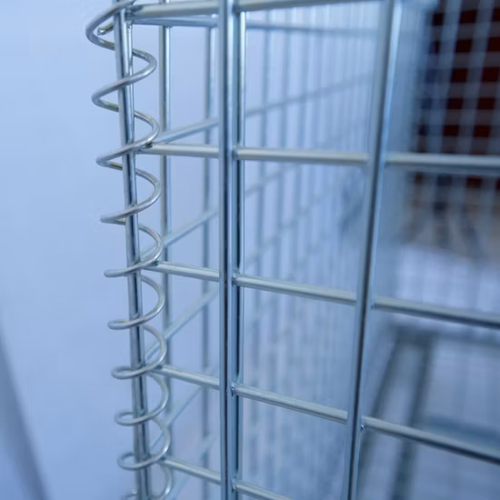 European Wire Mesh Container Stacking Lockable Wire Basket Metal Storage Cage for Warehouse